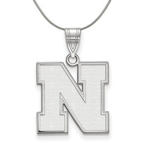 Sterling Silver U. of Nebraska Medium Initial N Necklace - 24 Inch